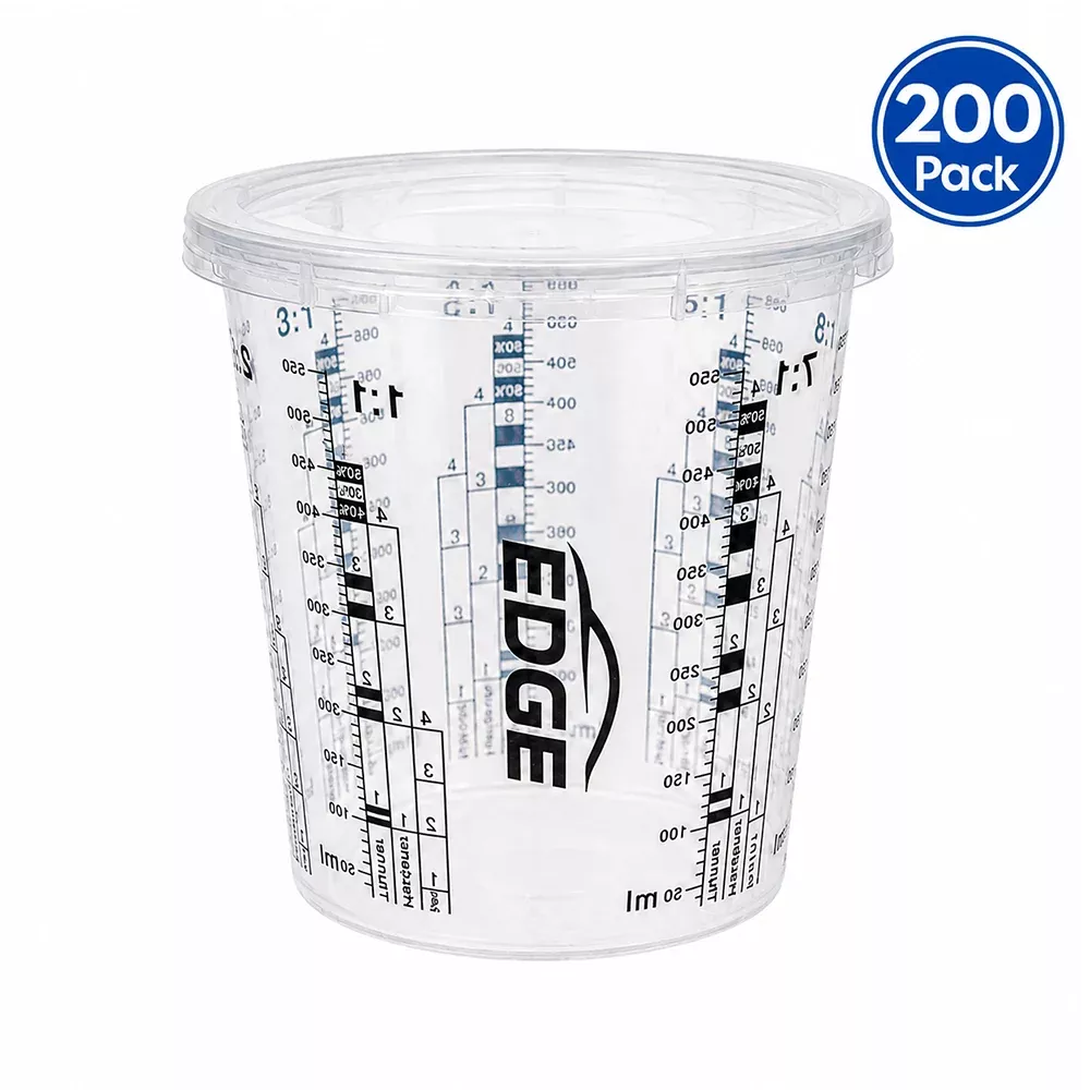 EDGE Paint Mixing Cup With Lid 1370ml Graduated 1100ml Measuring Container Box Of 200