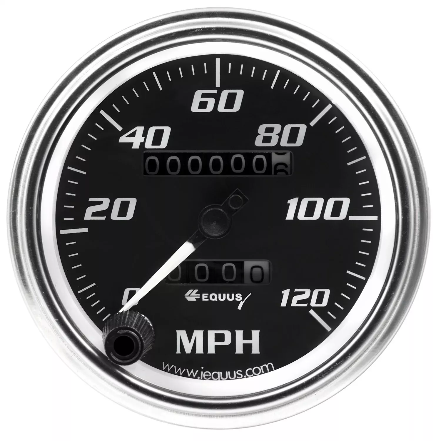 Equus 7072 3-3/8 Mechanical Speedometer, Chrome With Black Dial