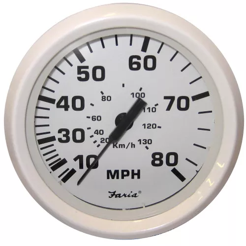 Faria Dress White 4" Speedometer - 80MPH (Mechanical) - 33113