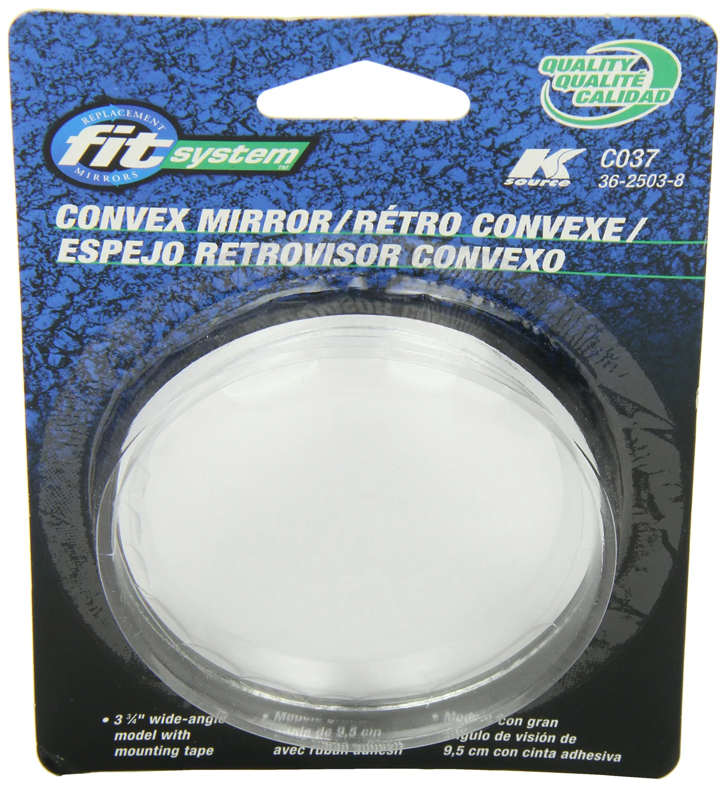 Fit System C037 Driver/Passenger Side Replacement Round Convex Mirror