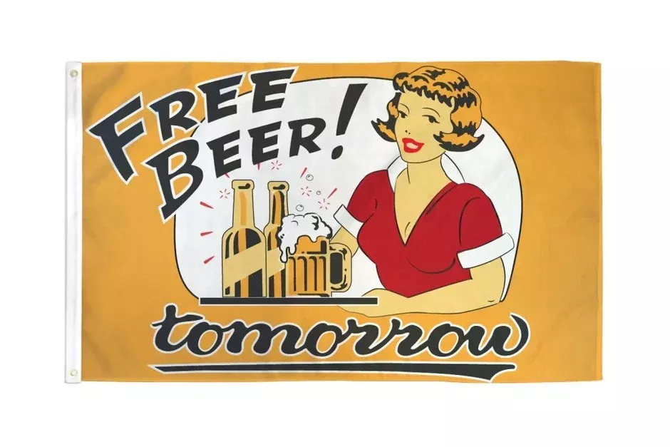 Free Beer Tomorrow Flag 3x5ft Poly Flag