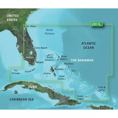 Garmin BlueChart g3 Vision VUS513L Florida Coast to Bahamas Chart microSD/SD