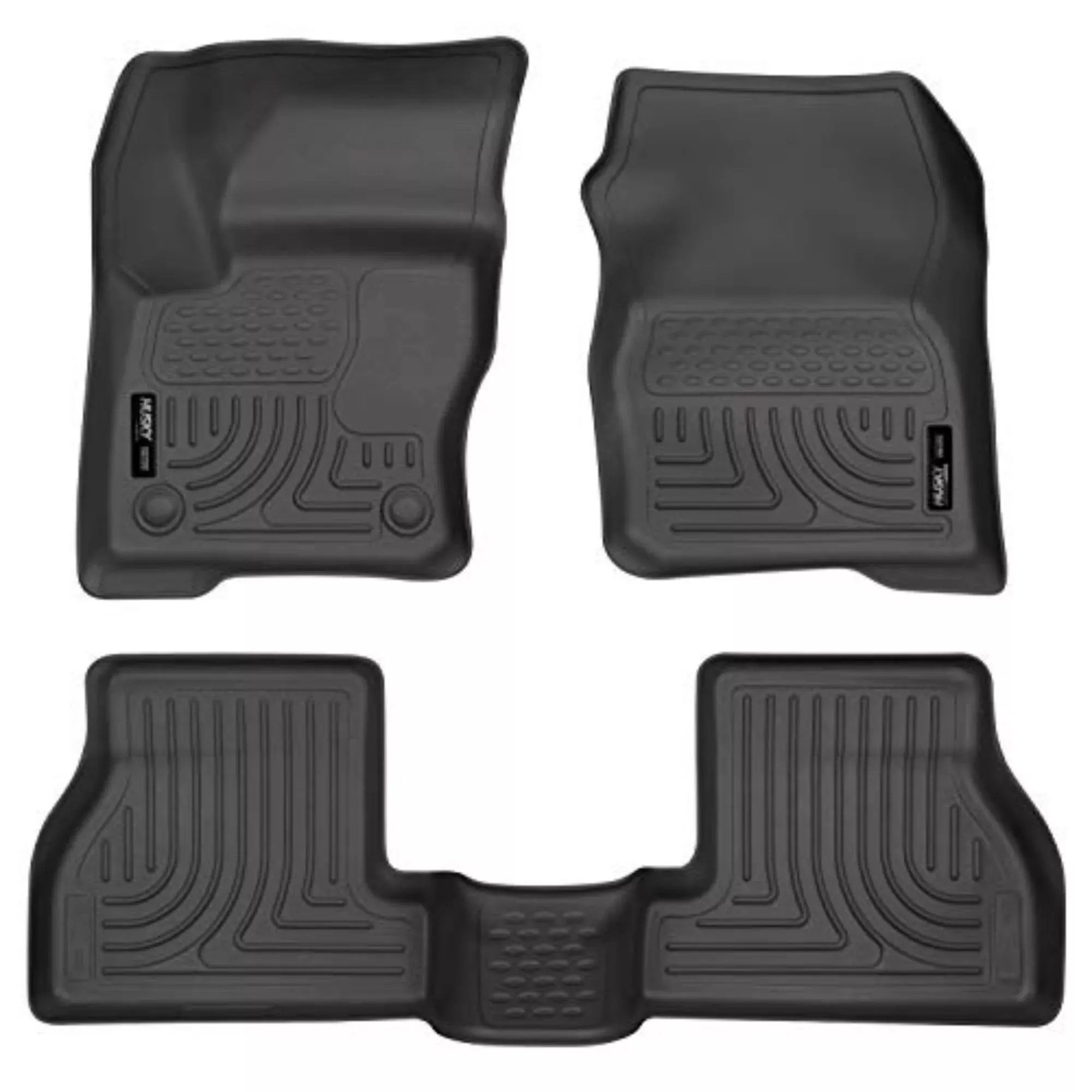 Husky Liners Weatherbeater Floor Mats | Fits 2012-2015 Ford Focus | Front & 2Nd Row, 3-Pc Black – 98771