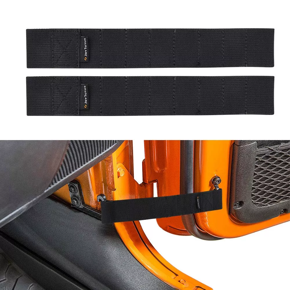JOYTUTUS Door Limiting Straps for Wrangler, Heavy Duty Adjustable, 2 Pack, 1000 Lb Load Capacity, Black, Compatible with CJ YJ TJ JK JKU JL J
