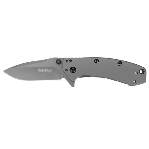 Kershaw Cryo, Assisted Folding Knife, 2.75" Clip Point Blade, Plain Edge, 8CR13MOV/Titanium, Carbon Nitride Coating, Black 1555TI