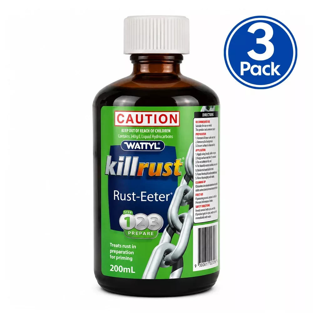 KILLRUST Rust-Eeter 200ml Rust Converter & Metal Surface Treatment 3 Pack