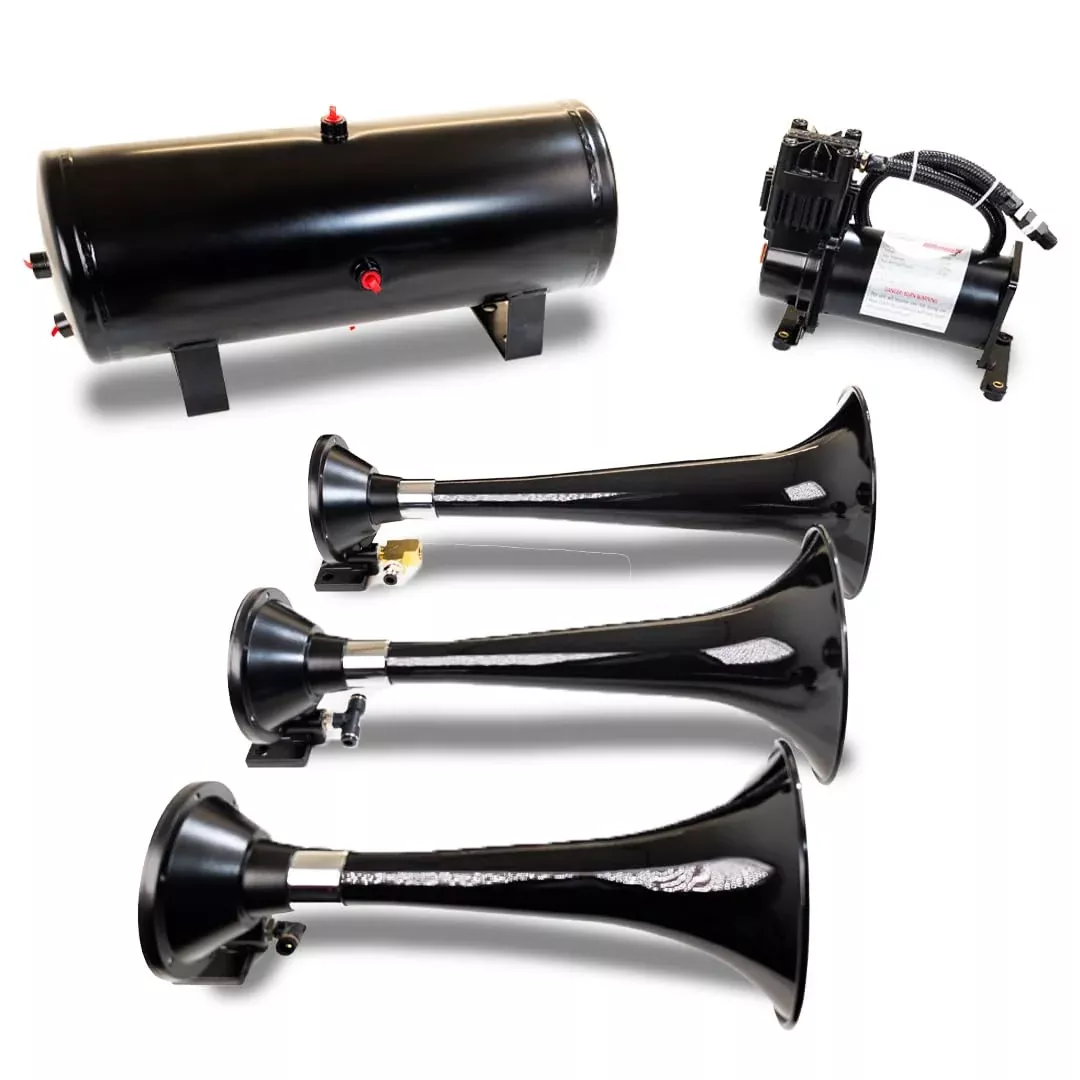 Kleinn Air Horns Hk7 Complete Triple Train Horn System – Black