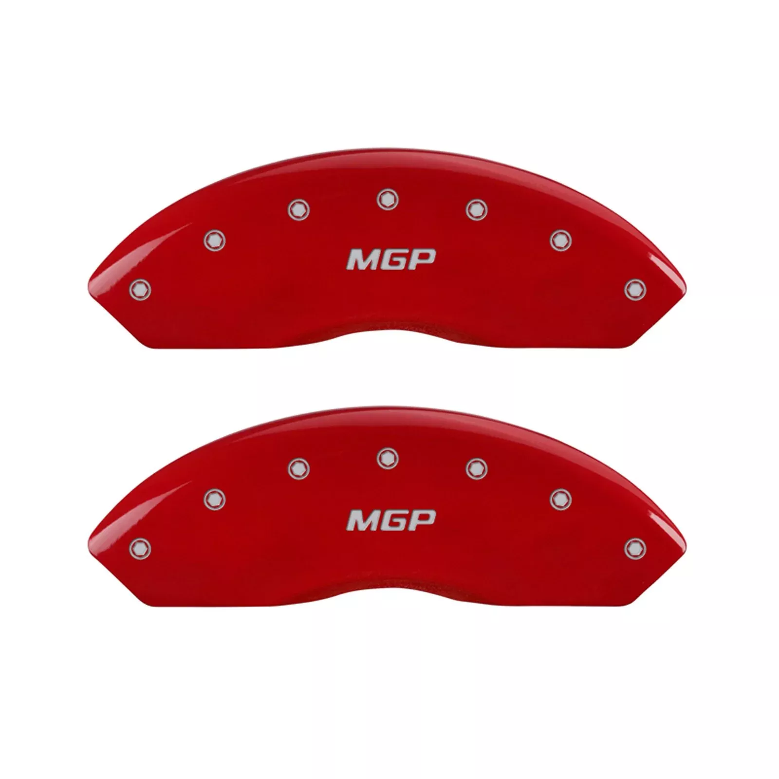 Mgp Caliper Covers 23219Smgprd Red Powder Coat Finish 'Mgp' Engraved Caliper Cover With Silver Characters, (Set Of 4)