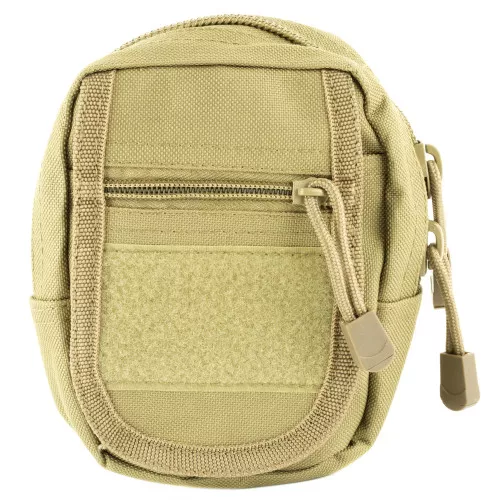 NcSTAR Small Utility Pouch, Nylon, Tan, MOLLE Straps for Attachment, Zippered Compartment CVSUP2934T