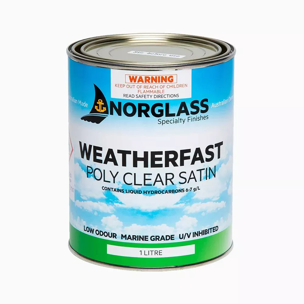 NORGLASS Weatherfast Poly Clear Satin 1L Marine Varnish UV Resistant