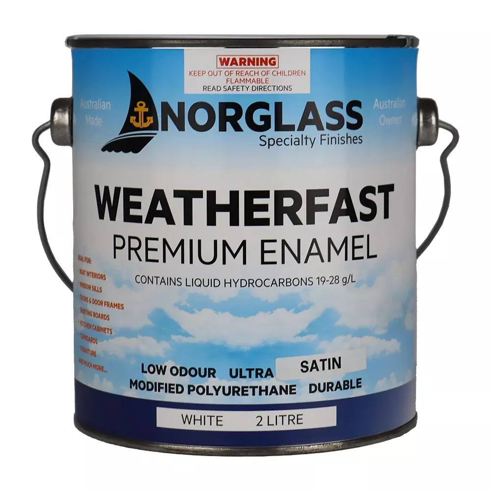 NORGLASS Weatherfast Satin White 2L Marine Enamel Paint
