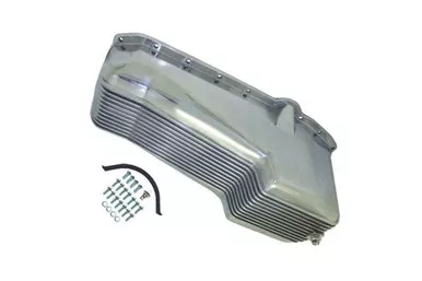 Oil Pan 1958-79 SB Chevy 262-400 Finned Polished