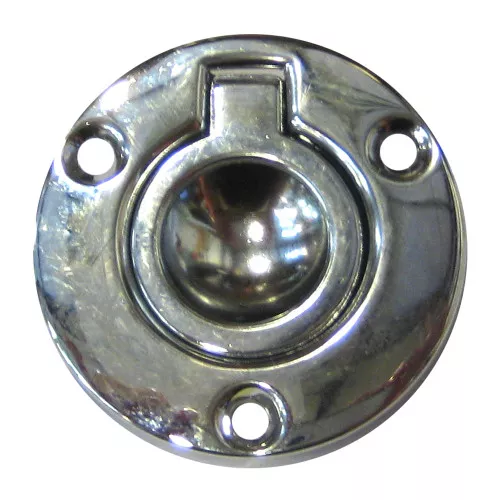 Perko Round Flush Ring Pull - 2" - Chrome Plated Zinc, Flush Mount Ring Handle
