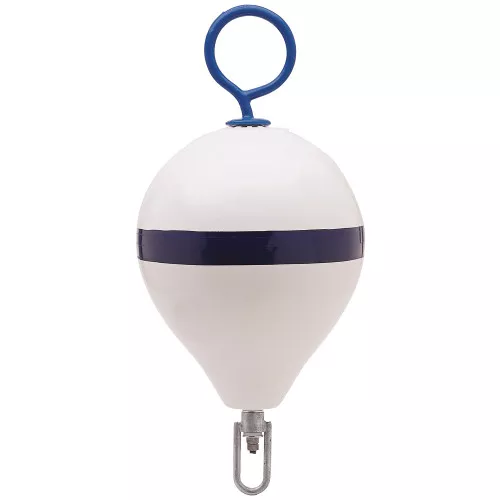 Polyform Mooring Buoy w/Iron 13.5" Diameter - White Blue Stripe