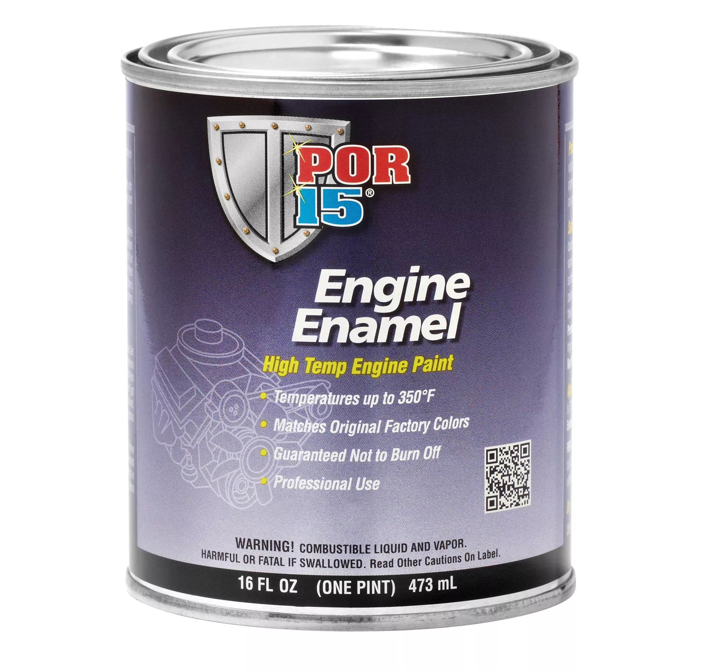 Por-15 Engine Enamel, High Temperature Engine Paint, 16 Fluid Ounces, Black