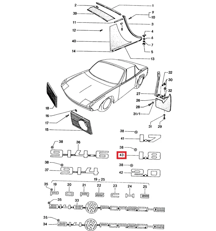 Porsche 1.8 Emblem Adhesive – 914 73-76914-559-293-10