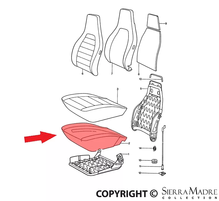 Porsche Bottom Seat Cushion – 911 74-77911-521-385-01