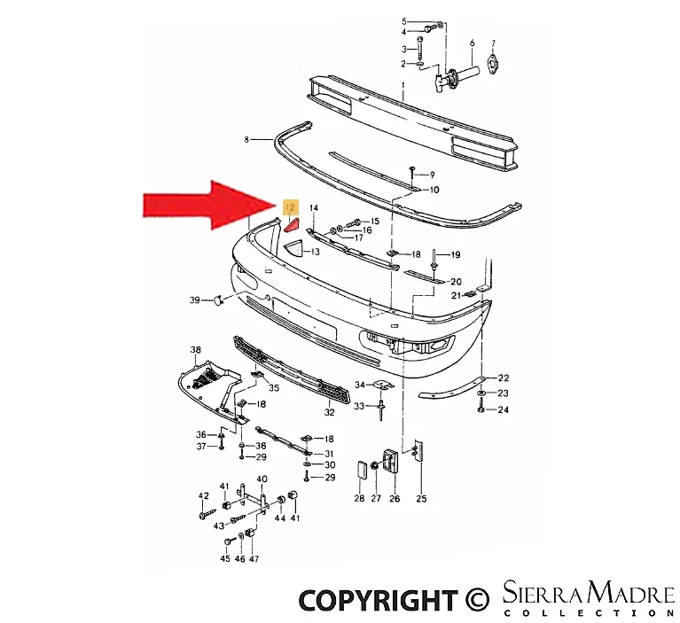 Porsche Bumper Seal Rail – Upper – 964 89-94964-575-339-00