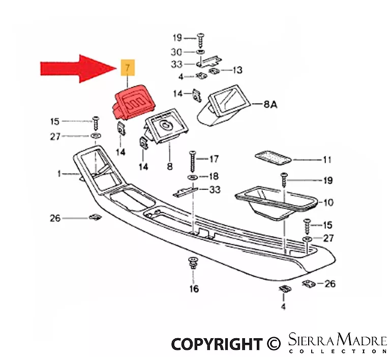 Porsche Console Switch Trim - 964 89-94964-552-135-01-1DB