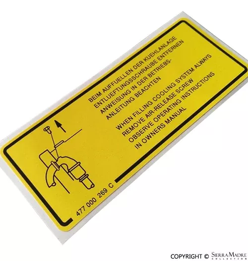 Porsche Cooling System Sticker – 924 Turbo 78-82477-000-269-C