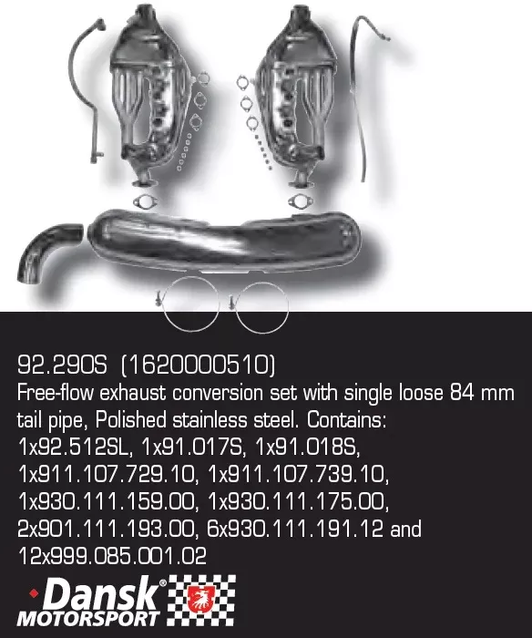 Porsche Dansk Free Flow Exhaust Conversion Kit 84-89