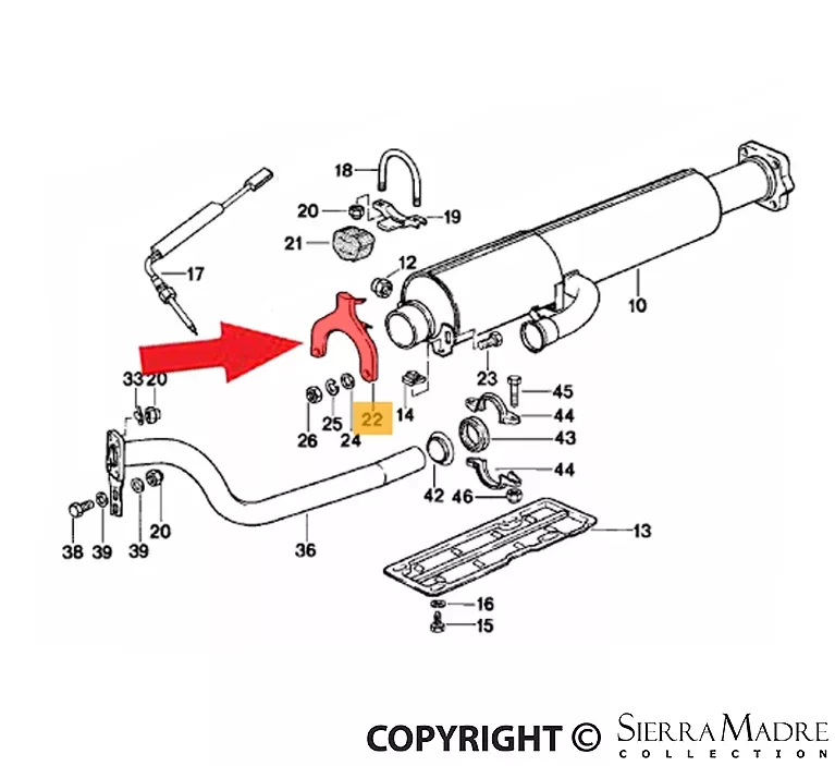 Porsche Exhaust Pipe Bracket - 924/944 80-91931-111-061-02