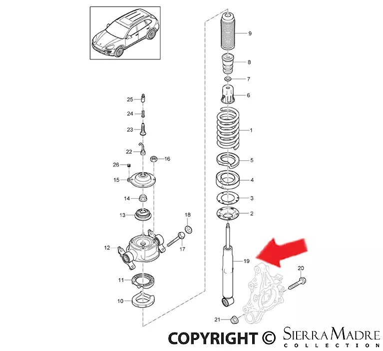 Porsche Rear Shock Absorber - Cayenne 11-14958-333-051-00