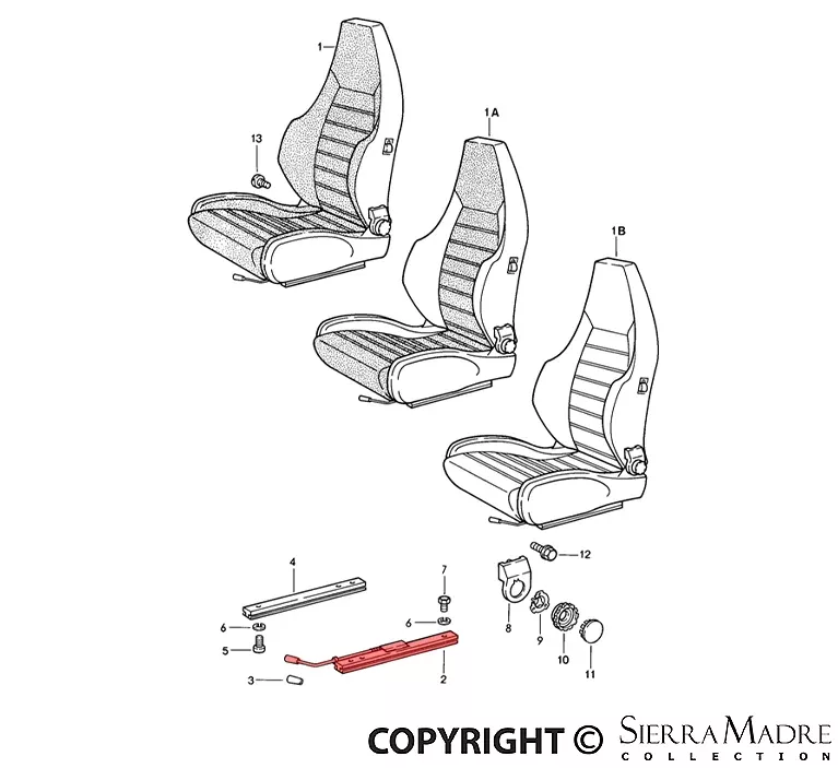 Porsche Seat Rail - Left - 911/924928-521-489-10
