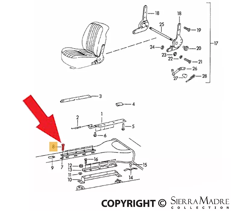 Porsche Seat Rail Screw - 356B/C 60-65