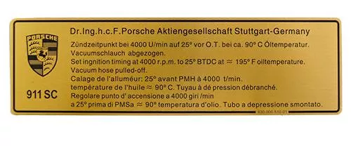 Porsche Timing Decal - 911 78-83