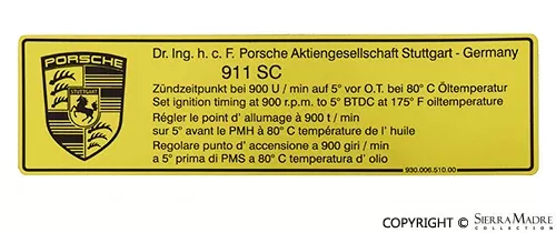 Porsche Timing Decal – 911 78-83930-006-510-00