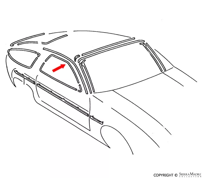 Porsche Upper Window Aluminum Trim – Right – 928 78-95928-537-312-04-70K