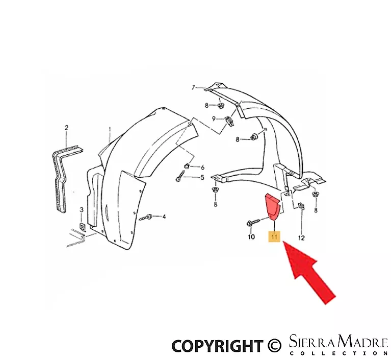 Porsche Wheel Well Cover - Right - 964 89-94964-504-220-00