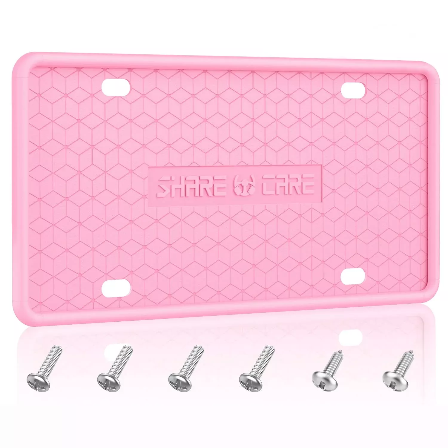 Qiqamole 1 Pack Silicone License Plate Frame, Front Back License Plate Cover, License Plate Bracket Holder Rust-Proof, Rattle-Proof, Weather-Proof For Us And Ca Standard Car (Pink)