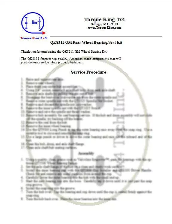 QK8311 INSTRUCTIONS