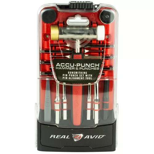 Real Avid Punch Set, Accu-Punch Hammer & Punch Set, Includes Brass/ Nylon Hammer, Steel Punch Sizes 5/64", 1/8", 5/32", 3/16", 7/32", 1/16", 3/32", 9/64", 5/16", 1/4", 9/32" AVHPS