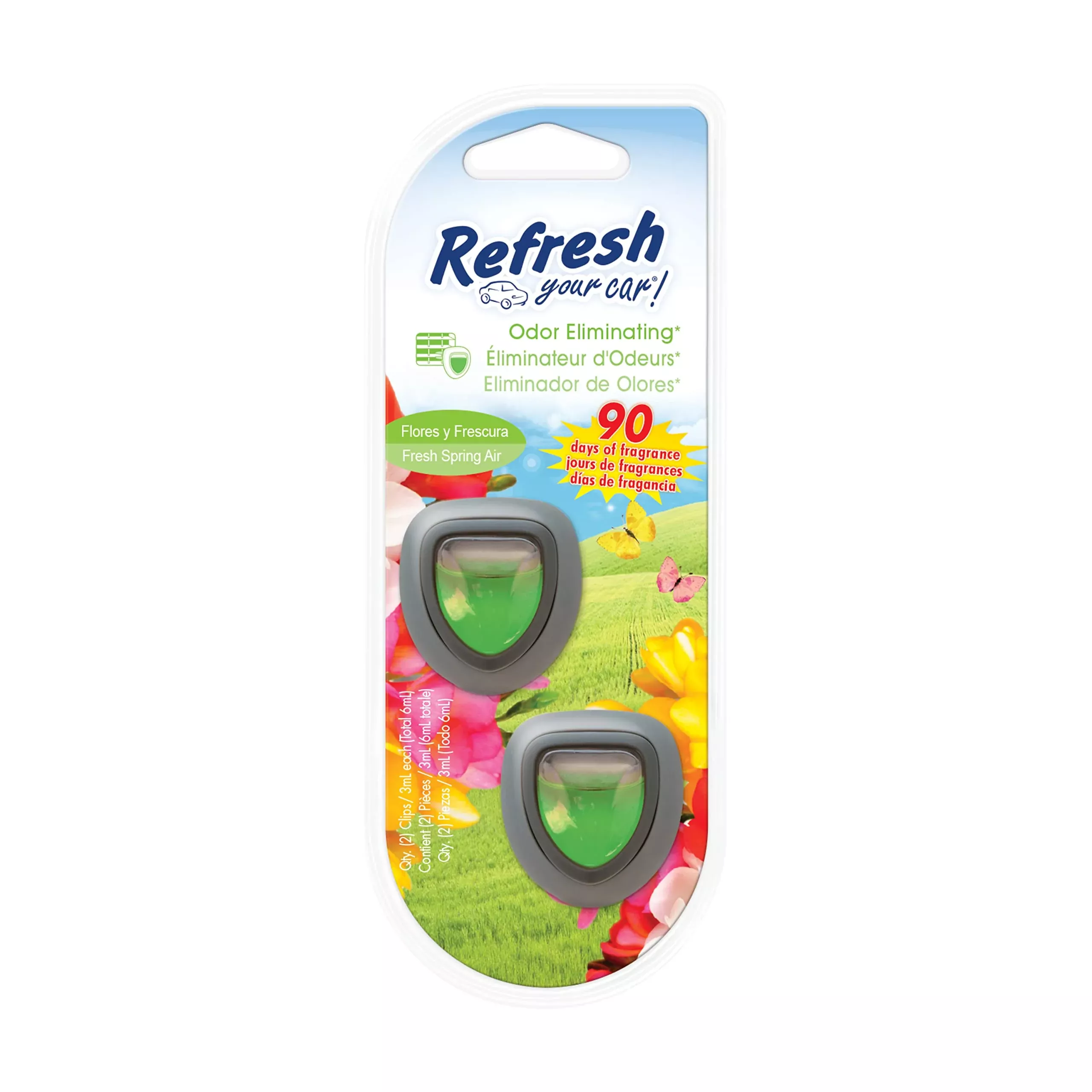 Refresh Your Car! E300868603 Mini Oil Diffuser, 2 Per Pack, Fresh Spring Air