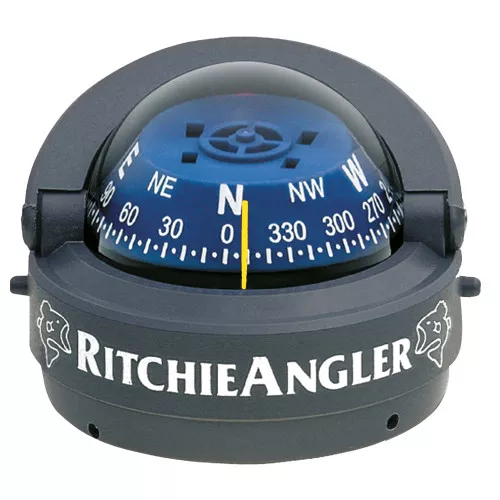 Ritchie Marine RA93 Angler Boat Compass Surface Mount Gray/Blue Illuminated Dial