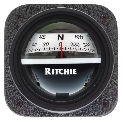 Ritchie V-537W Explorer Compass Boat Bulkhead Mount 12V Lighted White Dial