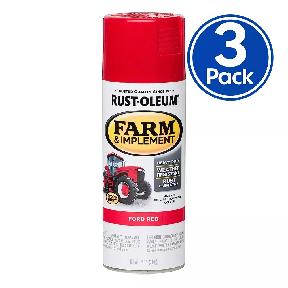 RUST-OLEUM Farm Equipment Spray Paint Ford Red 340g Aerosol x 3 Pack