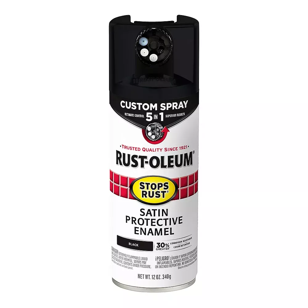 RUST-OLEUM Stops Rust Custom Spray Paint 5 in 1 Protective Enamel 340g Satin Black
