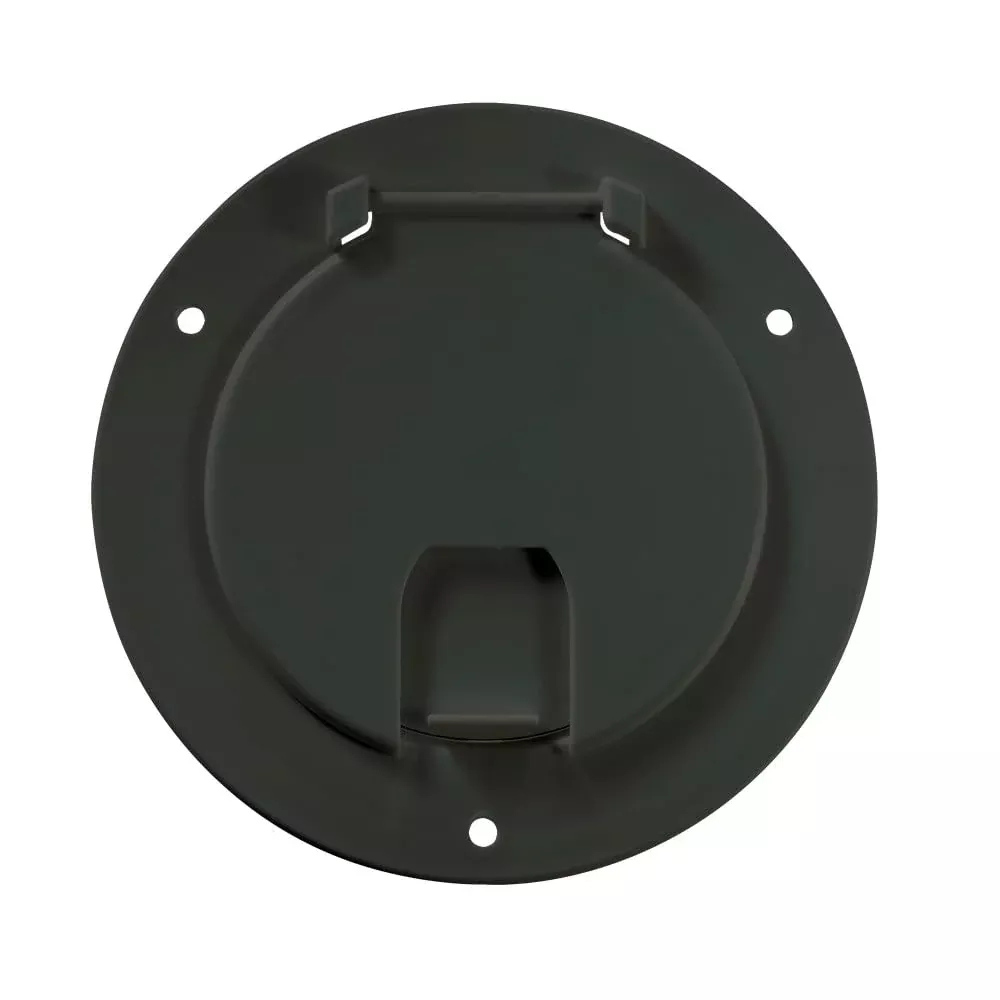 Rv Designer B113, Round Electrical Cable Hatch, Deluxe, Replaceable Lid, 5.2 Inch Diameter, Black