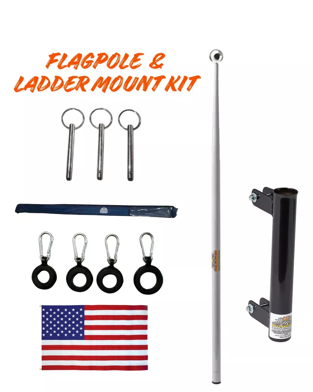 RV Telescopic Flagpole + Ladder Mount Kit
