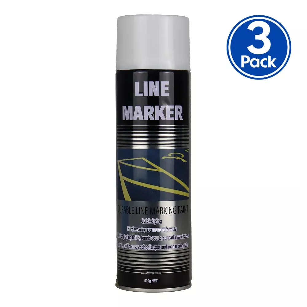 SILVER Zinc Line Marking Paint White 500g Aerosol x 3 Pack