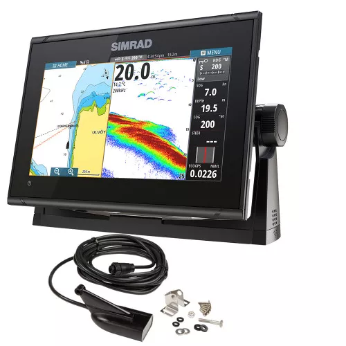 Simrad GO9 XSE Chartplotter/Fishfinder w/MED/HI Downscan Transom Mount TransducerC-MAP Discover Chart