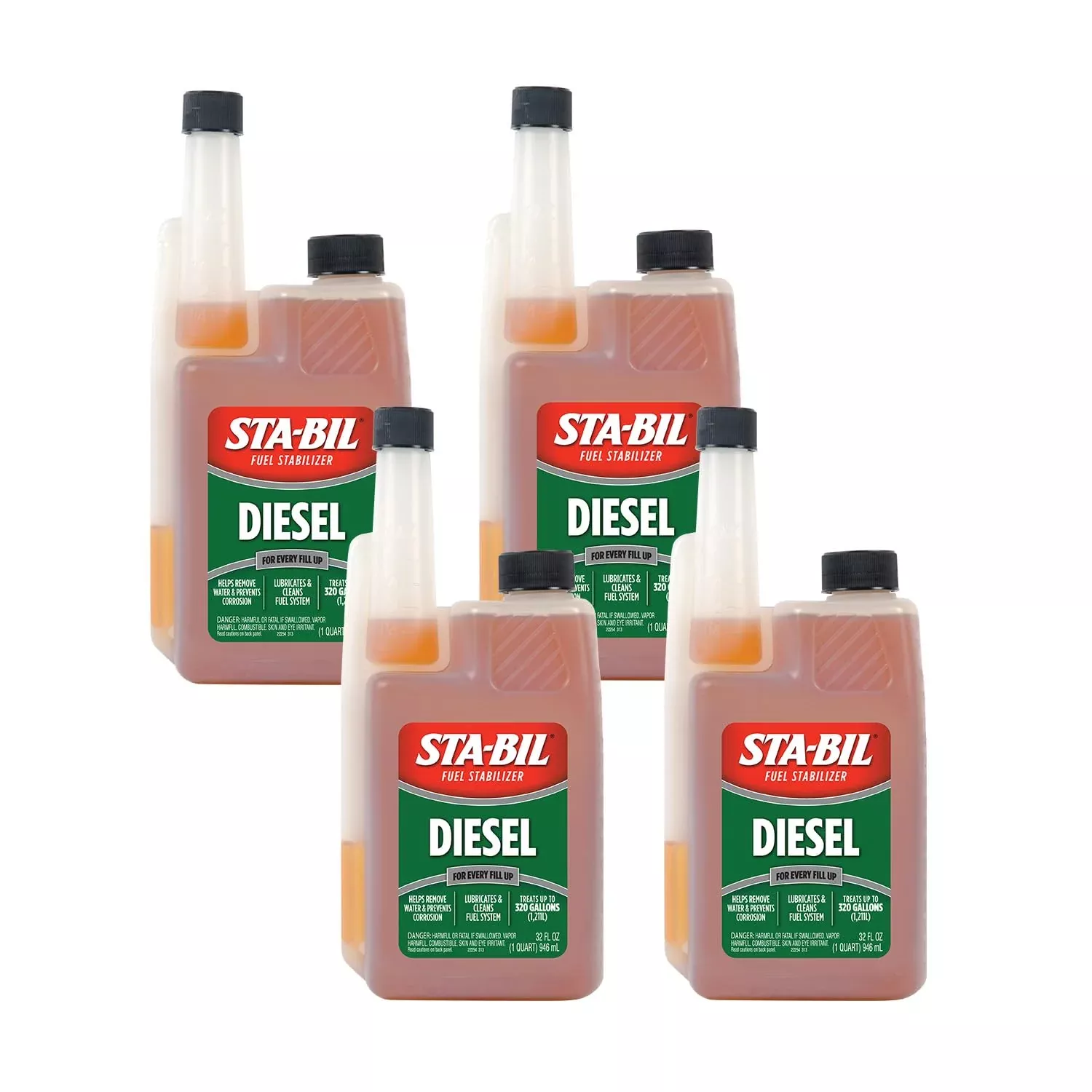 STA-BIL Diesel Fuel Stabilizer – Keeps Fuel Fresh 12 Months – 32 Fl. oz. (Pack of 4) – Orange – Model 22254-4PK
