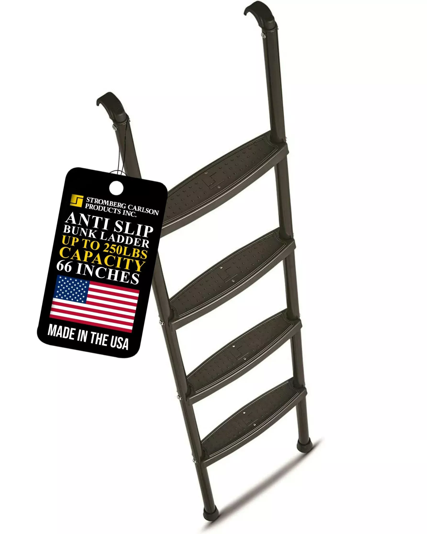 Stromberg Carlson Interior Bunk Ladder, Kd, Rv Bunk Ladder, Bunk Bed Ladder With Injection Molded Treads, Hooks And Mounting Hardware Included, Can Be Used As Dorm Loft Ladder – Black 60