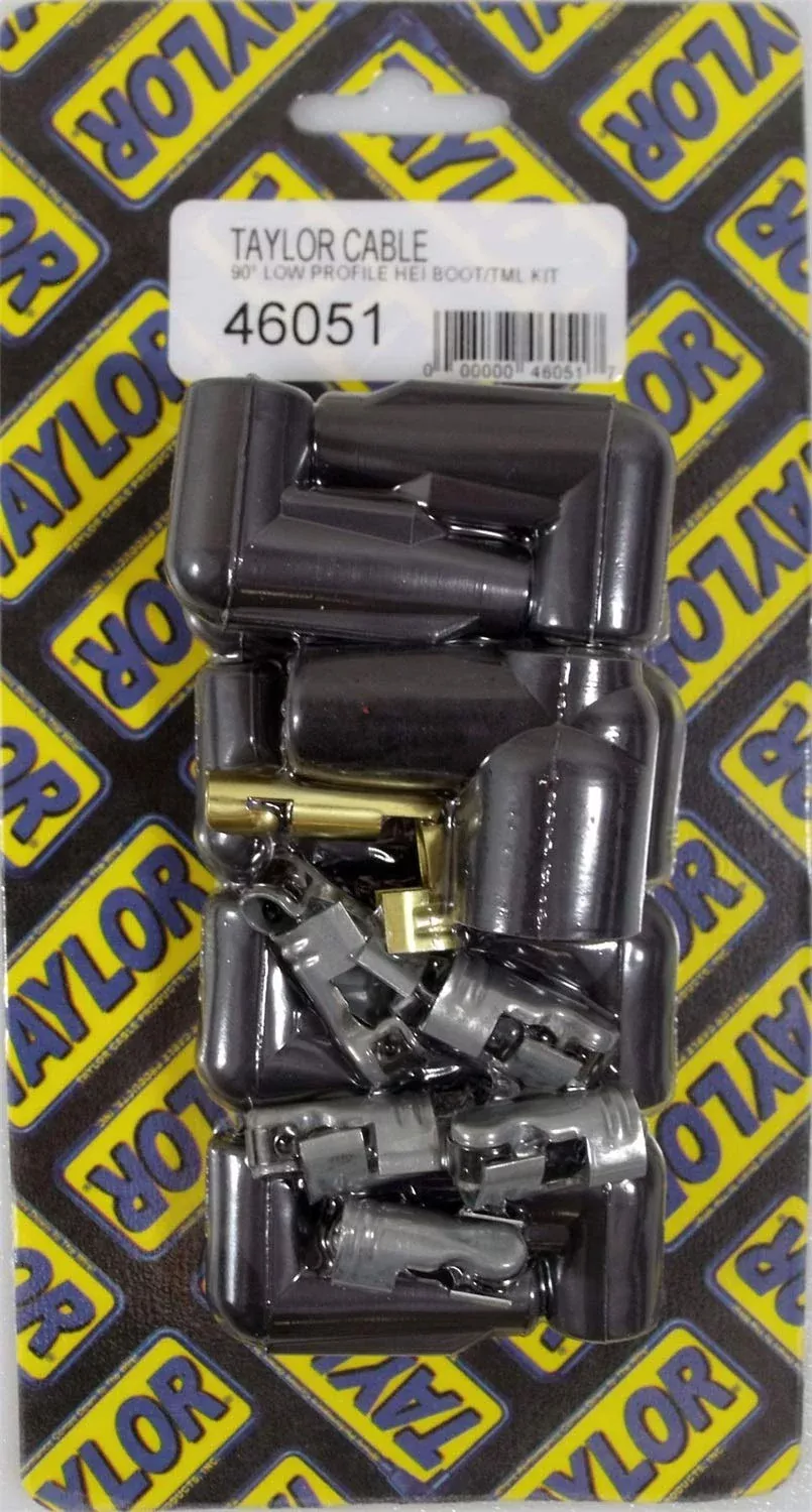 Taylor Cable 46051 Black Low Profile Distributor And Coil Boot/Terminal Kit – Set Of 11
