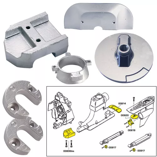 Tecnoseal Anode Kit w/Hardware - Mercury Alpha 1 Gen 2 - Aluminum Zinc Anode