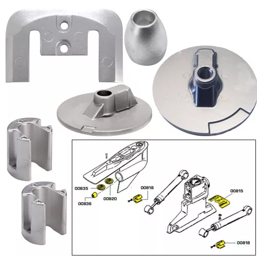Tecnoseal Anode Kit w/Hardware - Mercury Bravo 3 2004 - Zinc